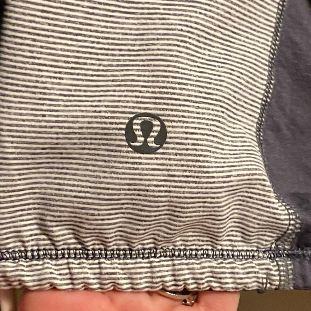 SALE 3/$30 LuLuLemon workout tank,attached sports bra,white/gray stripe, S - Picture 6 of 9